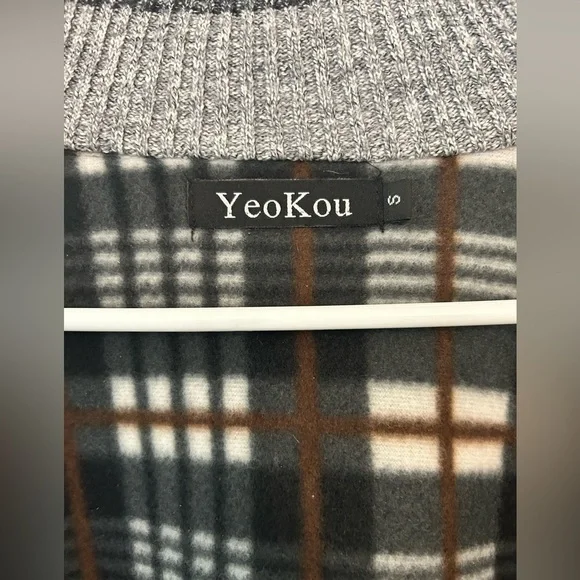 YeoKou Men’s Gray Full-Zip Sweater Jacket with Fleece Lining – Size Small - Picture 6 of 6